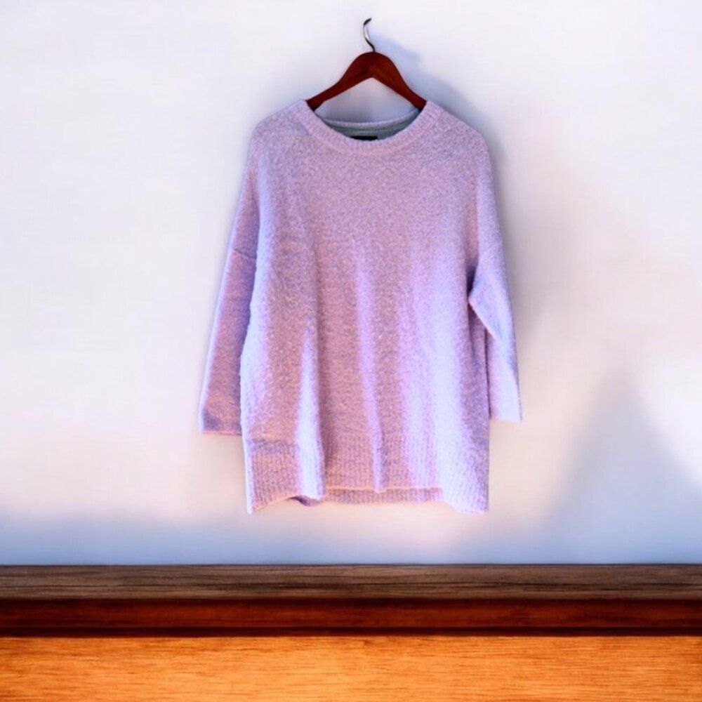 J  Crew Lavender Women Fuzzy Sweater Size M Crewneck Alpaca